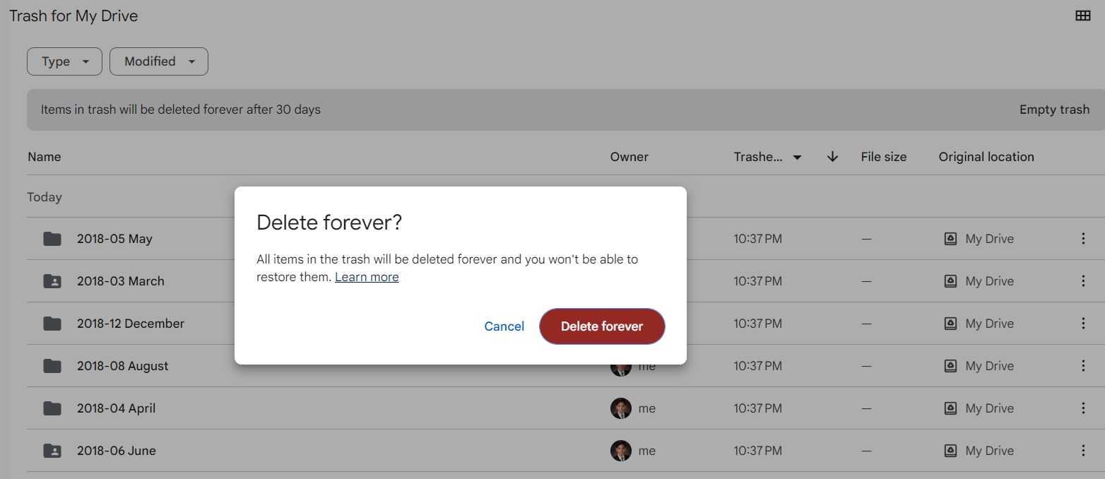 Google Drive Delete Trash Forever