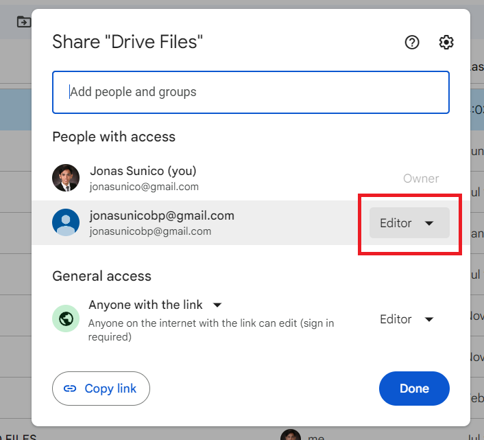 Google Drive Editor Button