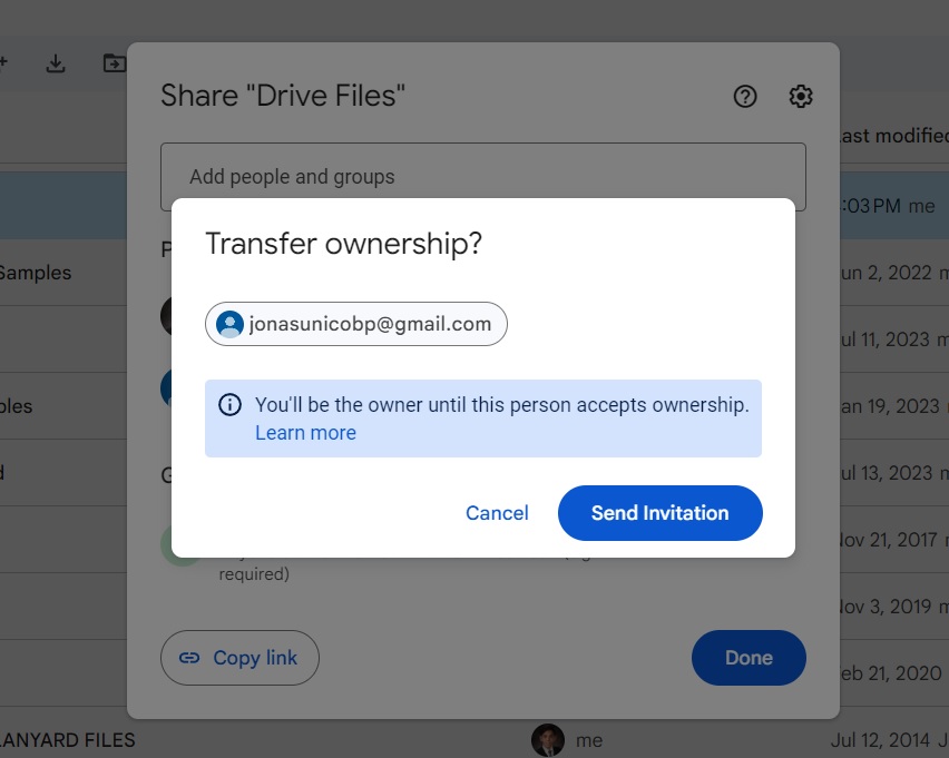 Google Drive Ownership Transfer