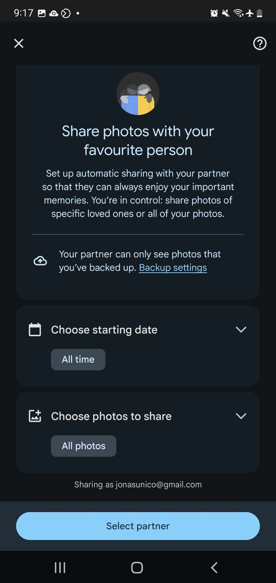 Google Photos Partner Share Settings Mobile