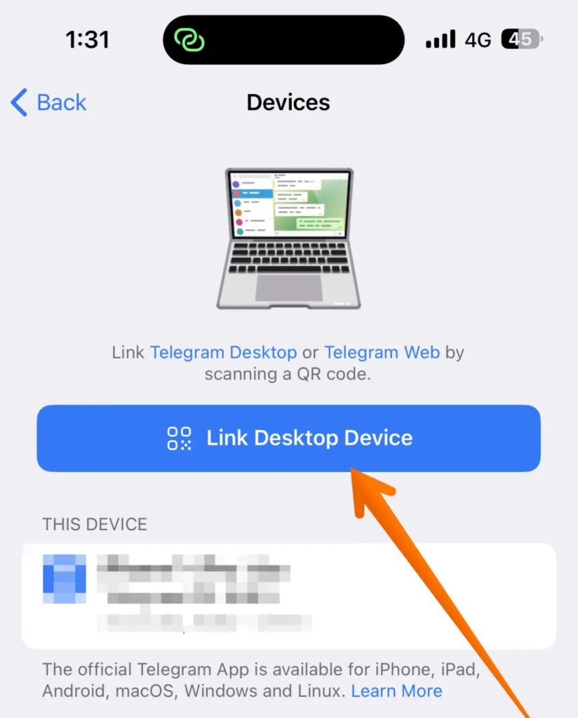 Link Desktop Devices Telegram