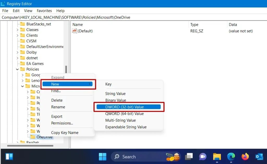 OneDrive Registry Method On-Demand