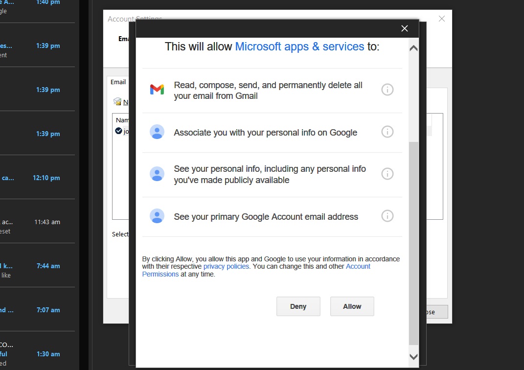 Outlook App Permissions
