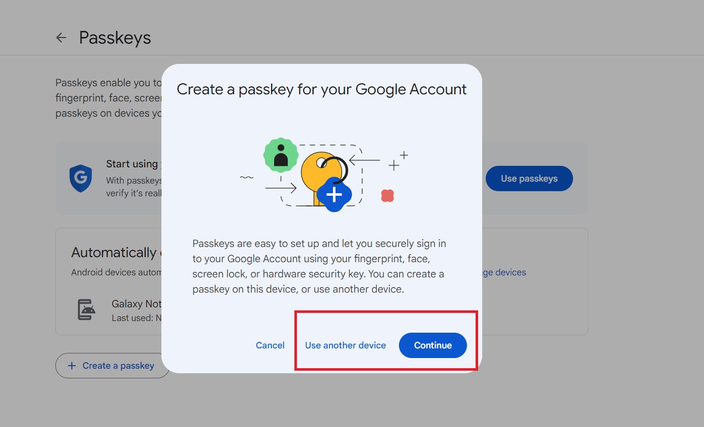 Passkey Google