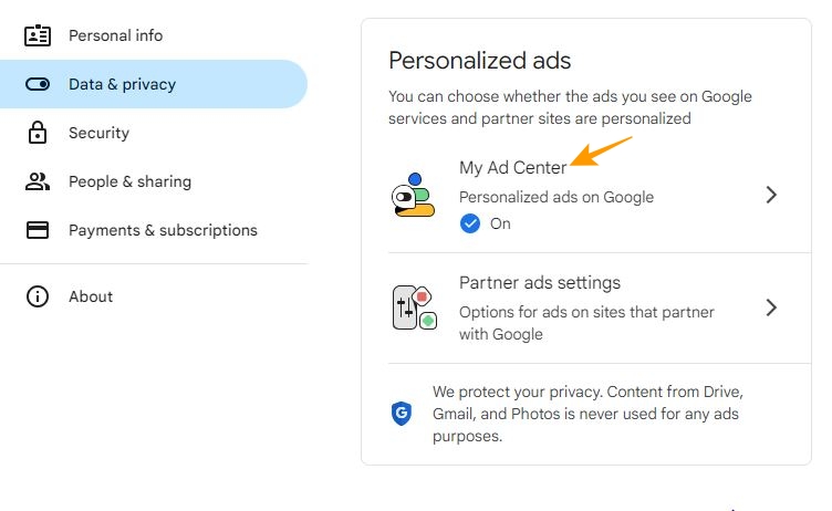 Personalized ads in Gmail