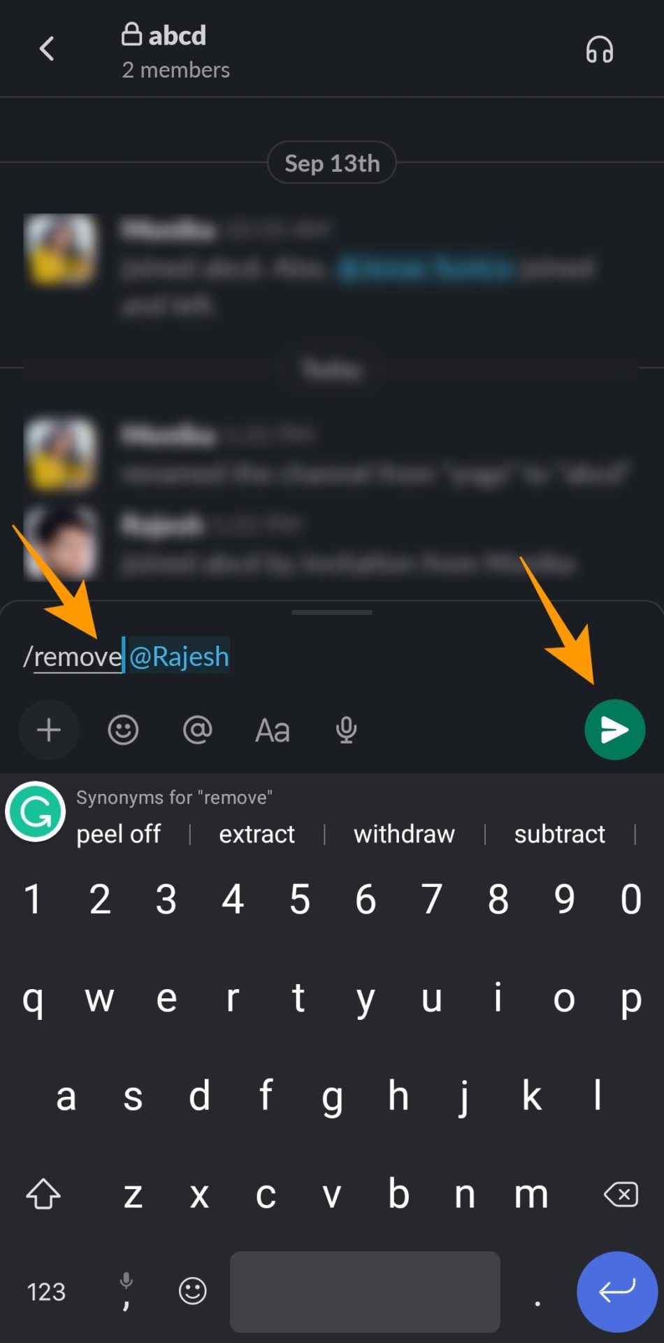 Remove someone from Slack channel on Phone