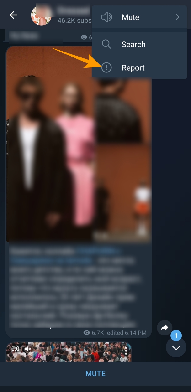 Report option for a Telegram channel