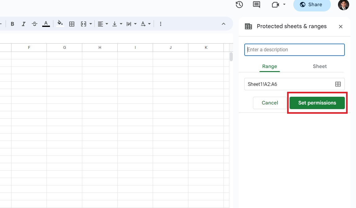 Set Permissions Google Sheets