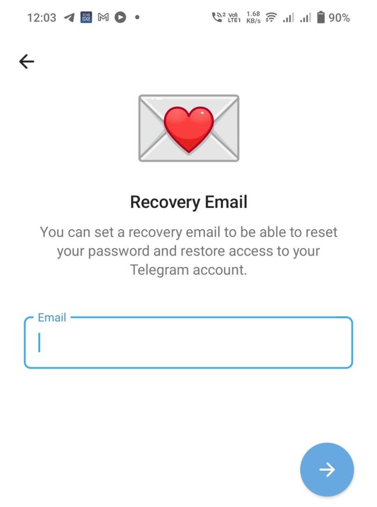 Setup Recovery Email