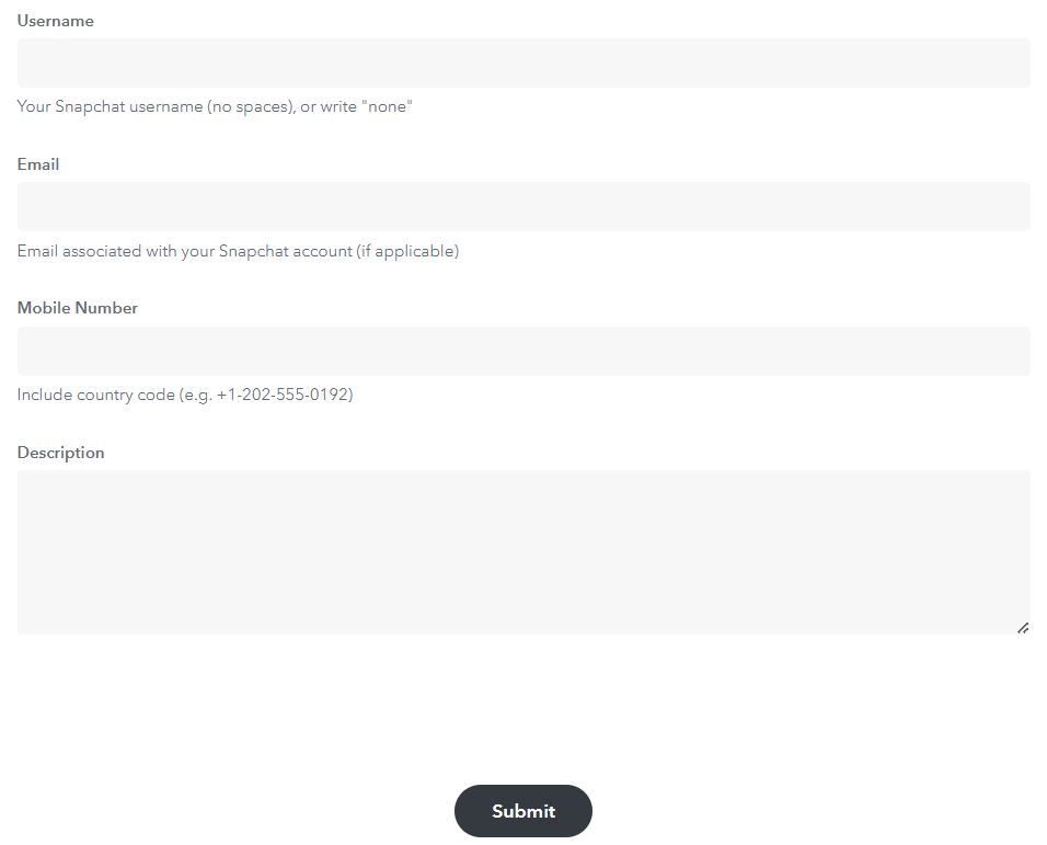 Snapchat request page