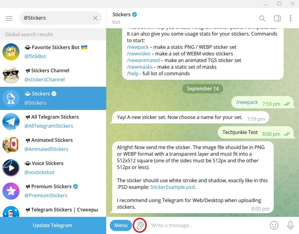 Telegram Add Stickers