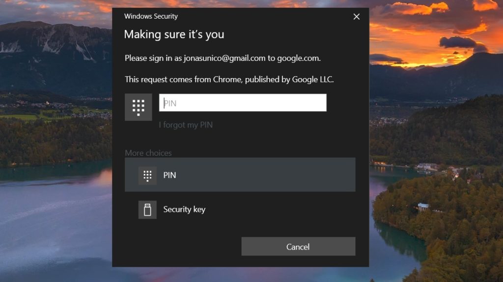 Windows Security Hello Authenticate