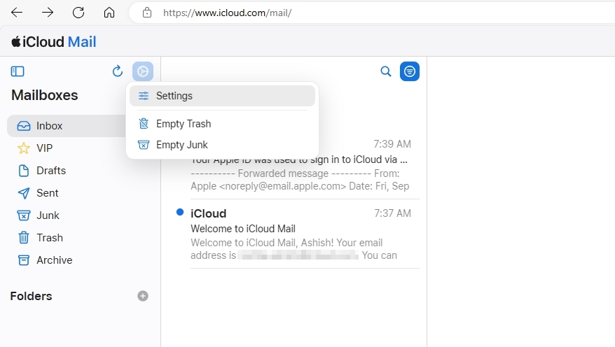 iCloud Mail Settings