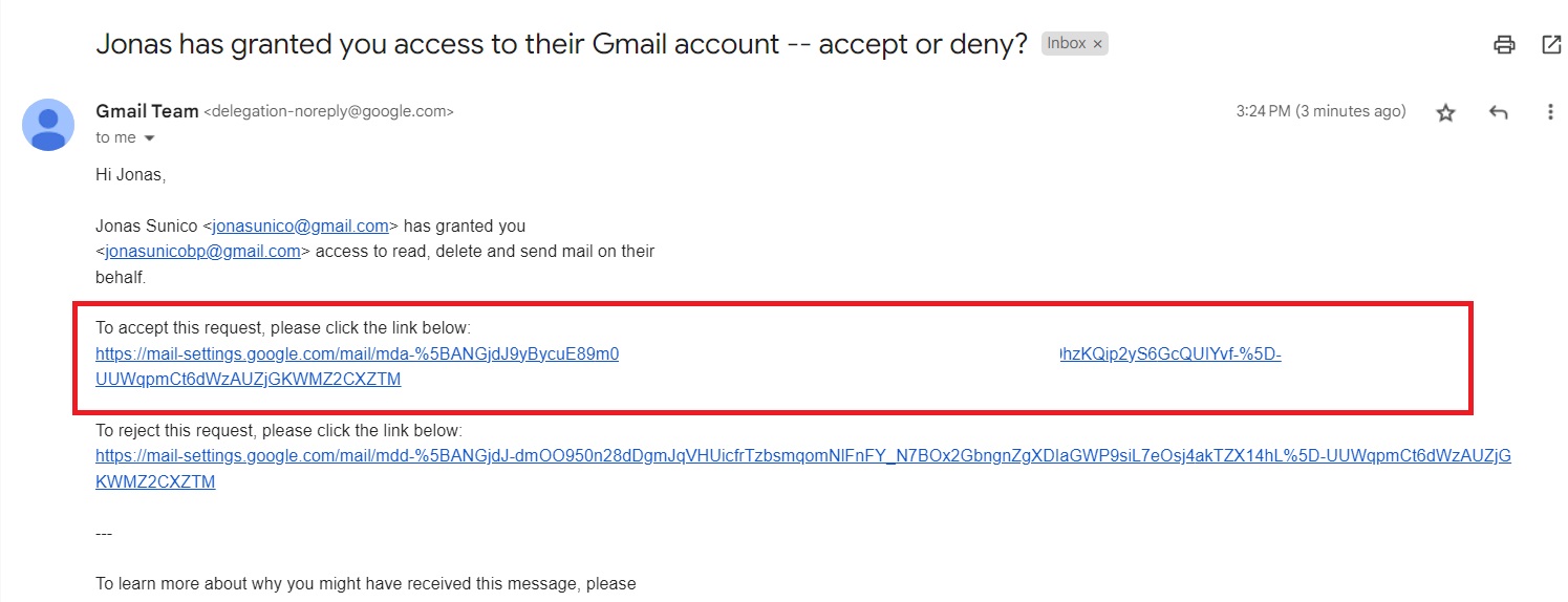 Access Confirmation Gmail