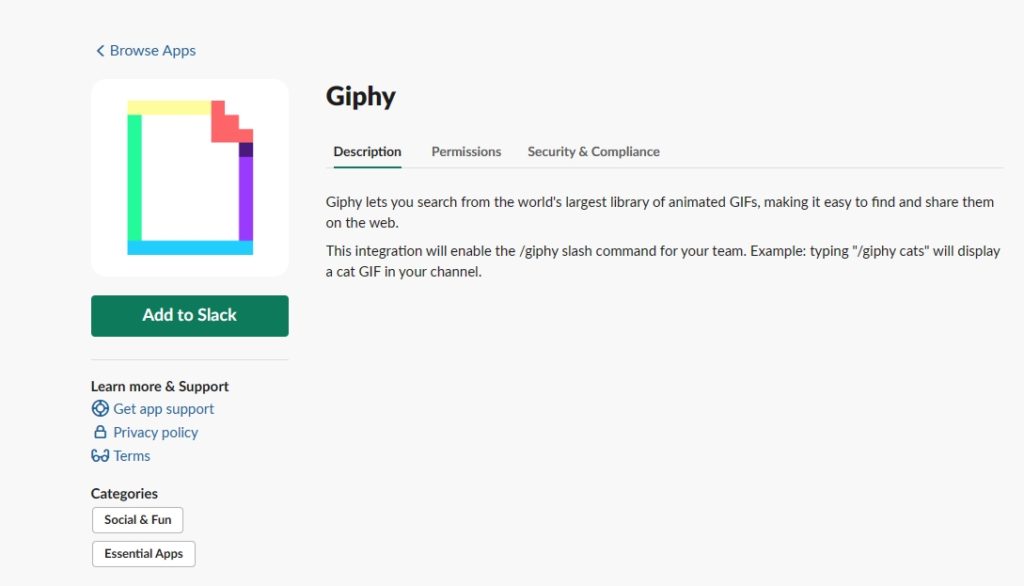 Add Giphy to Slack