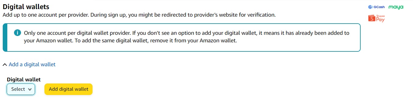Amazon Add Digital Wallet