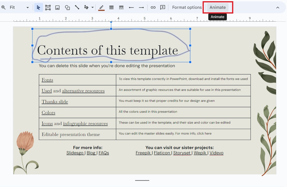 Animate button on Google Slides