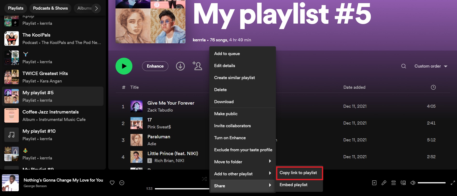 Copy link to playlist Spotify