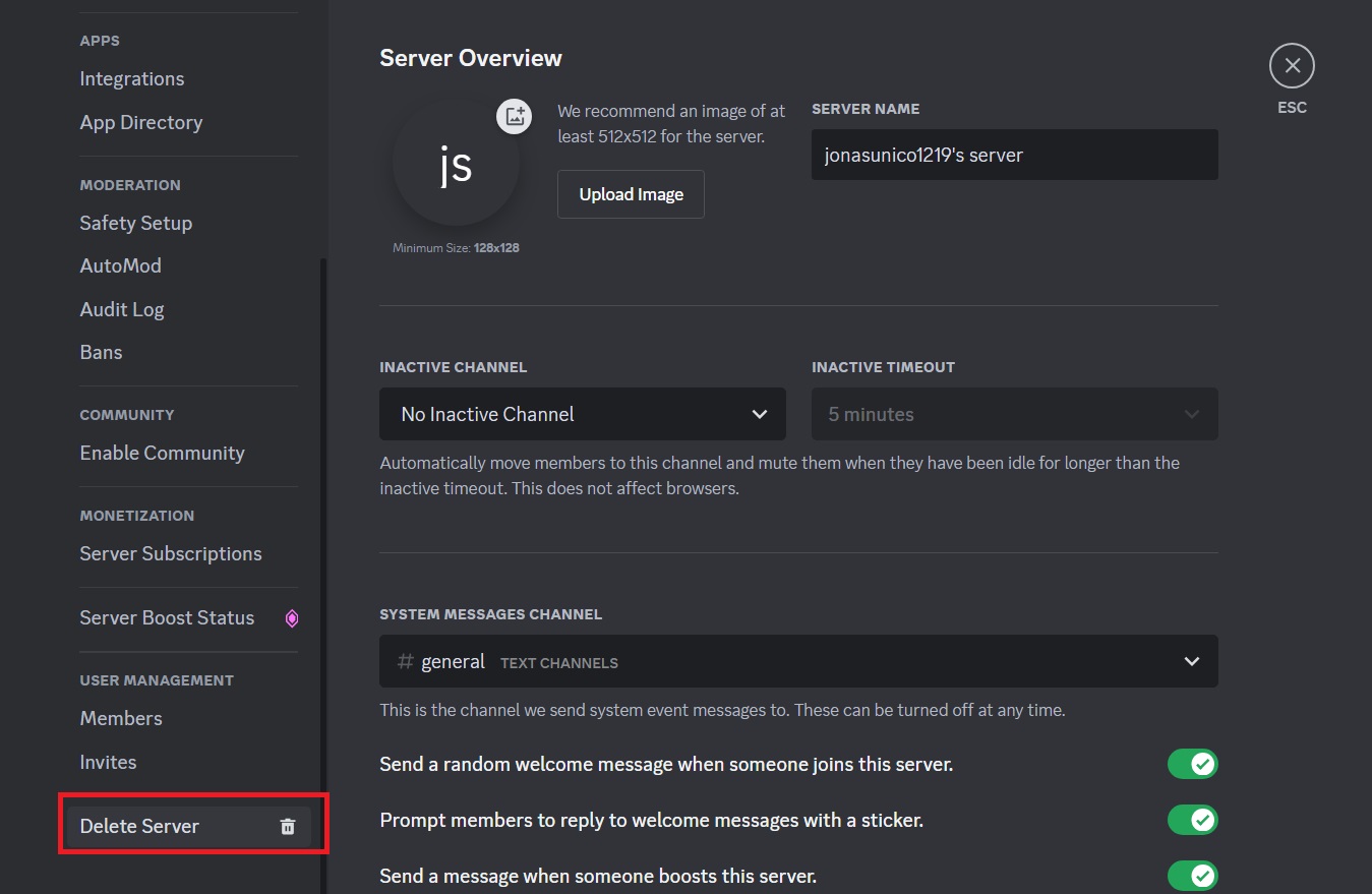 Discord Delete Server Button In Menu