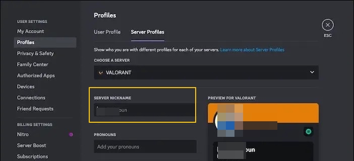 Enter Server Nickname on Discord