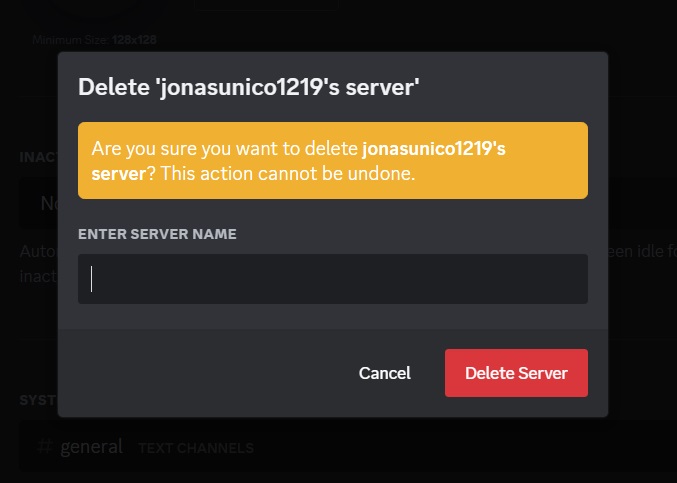 Finalizing Discord Server Delete