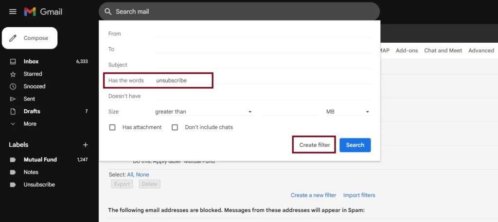 Gmail Filter Keyword Setup