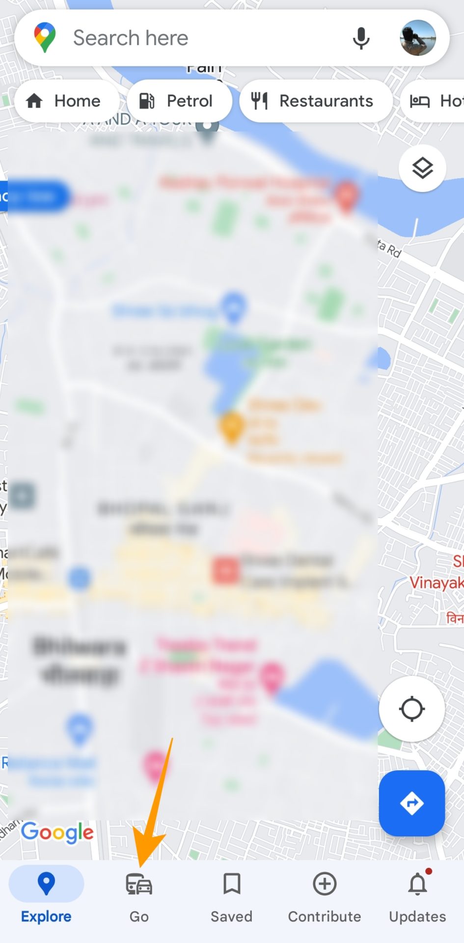 Go option in Google Maps