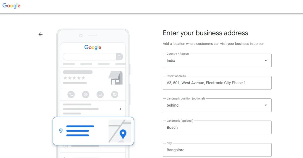 Google Business Add Address