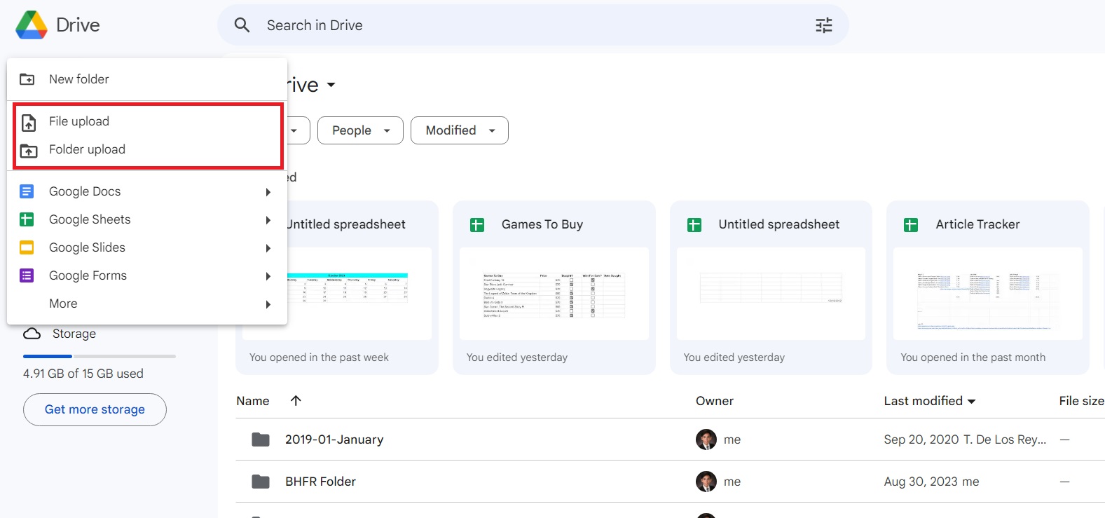 Google File and Folder Upload