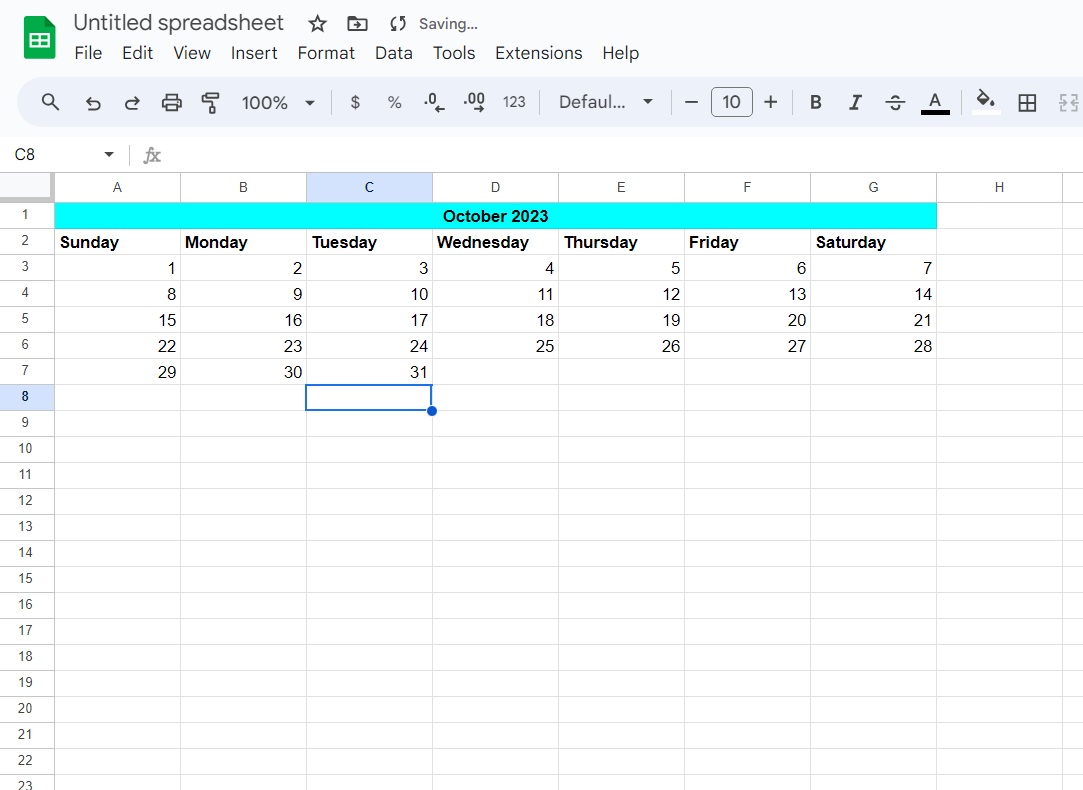 Google Sheets Calendar