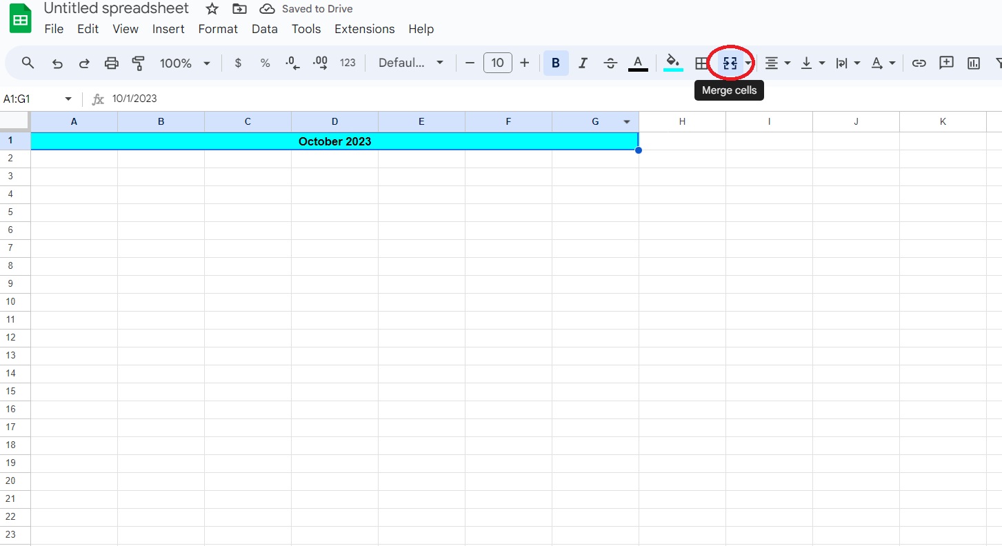 Google Sheets Merge Cells