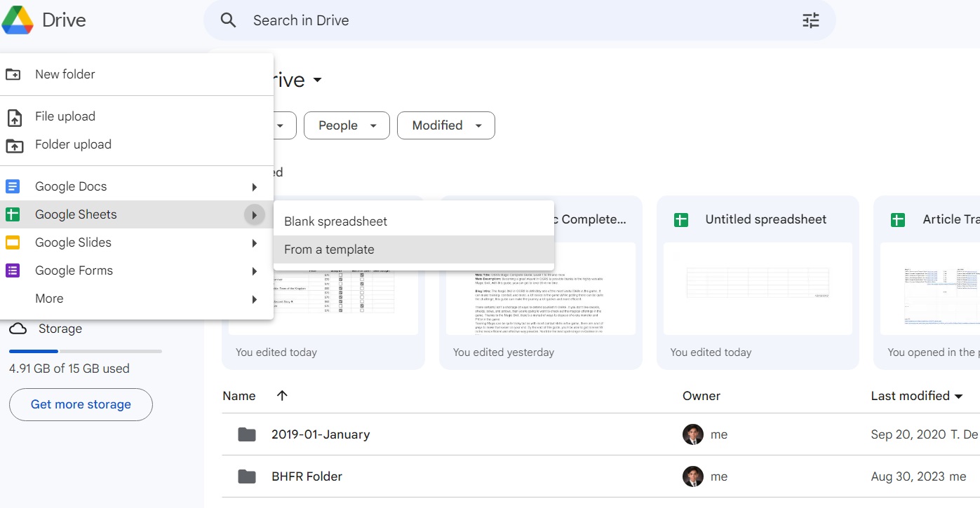 Google Sheets Template