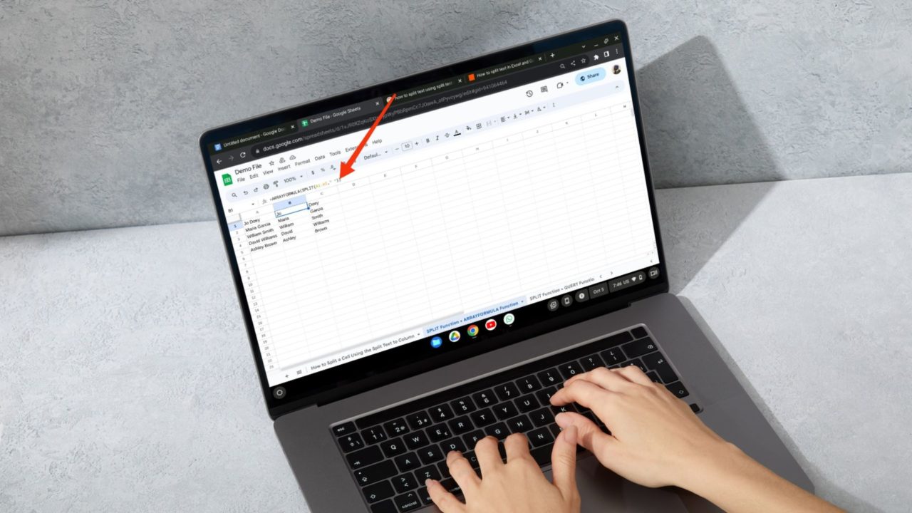 How to Split a Cell in Google Sheets