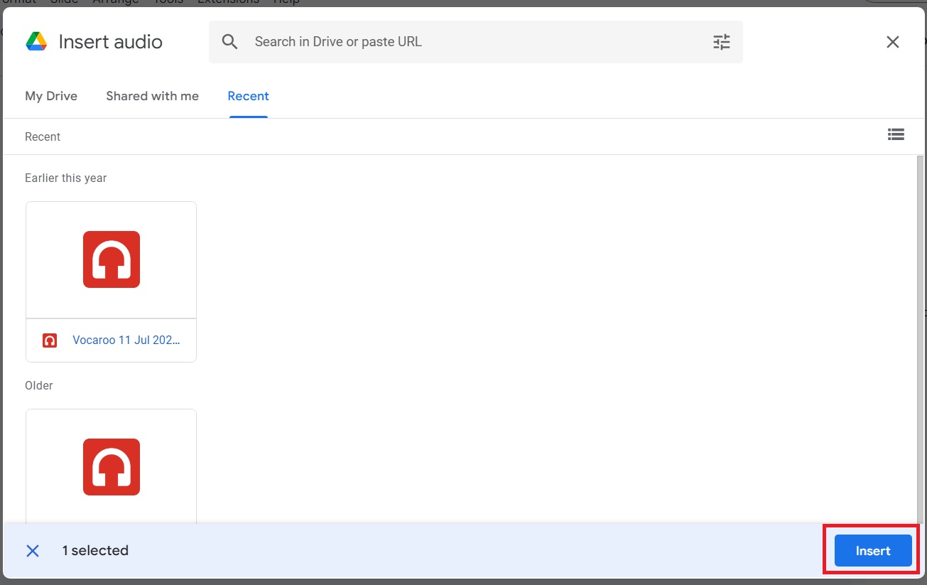 Inserting Audio in Google Slides