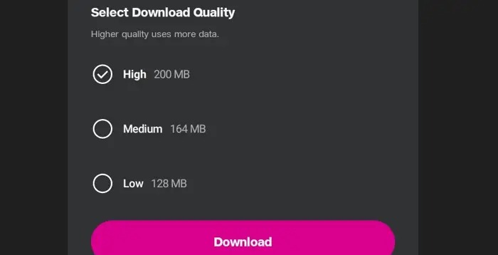 JioCinema Download Quality