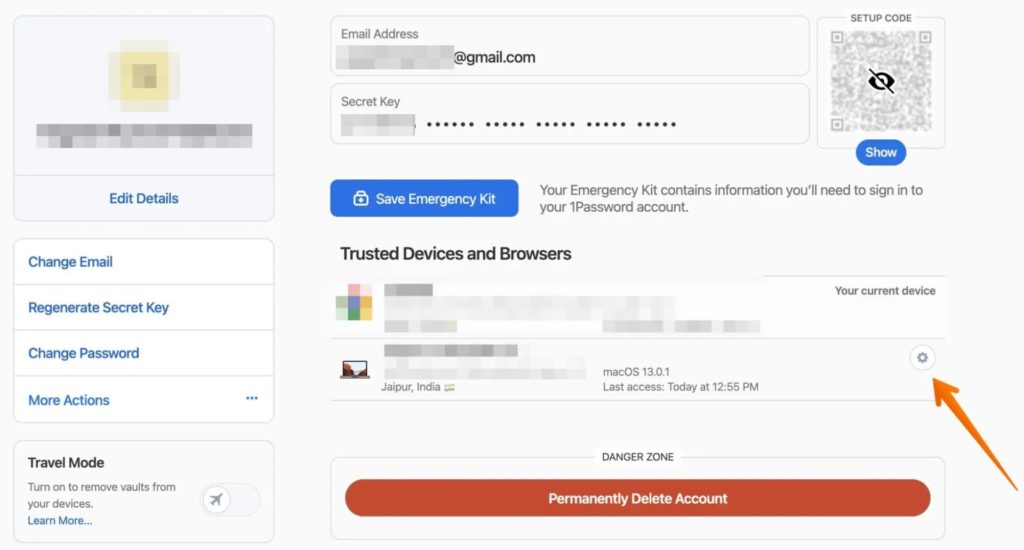 Manage Trusted Devices and Browser in 1Password