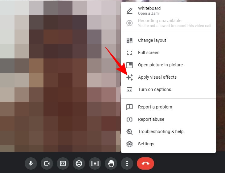 More options in Google Meet call on Desktop