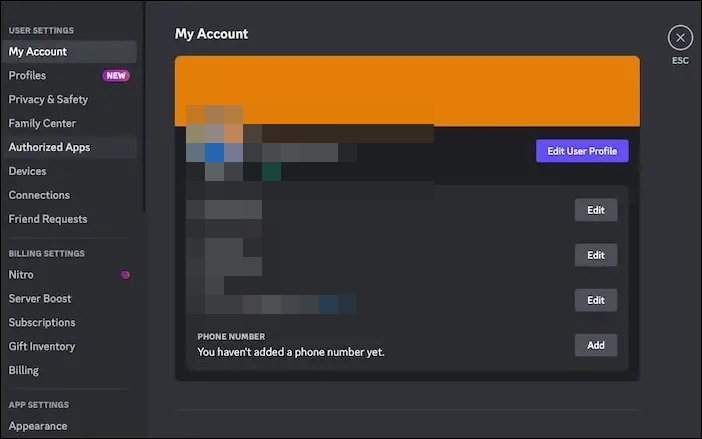 Open Discord Setting Options