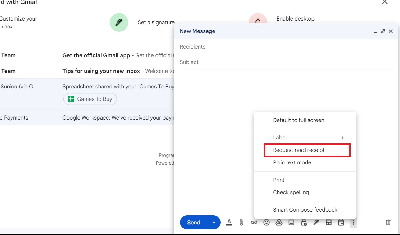 Read Receipts Gmail
