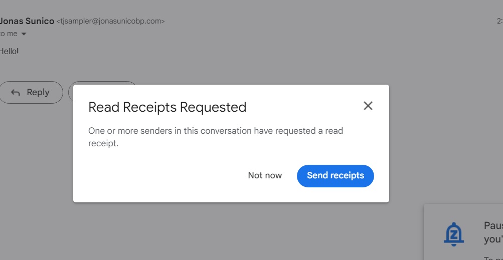 Read Receipts Request