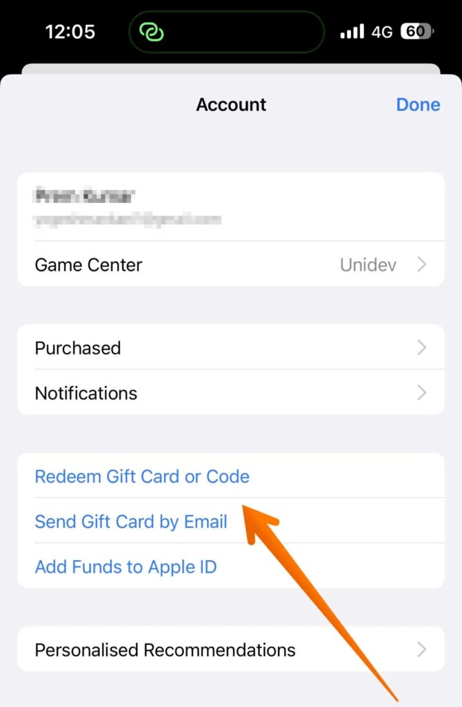 Redeem Gift Card or Gift Code in Apple iPhone