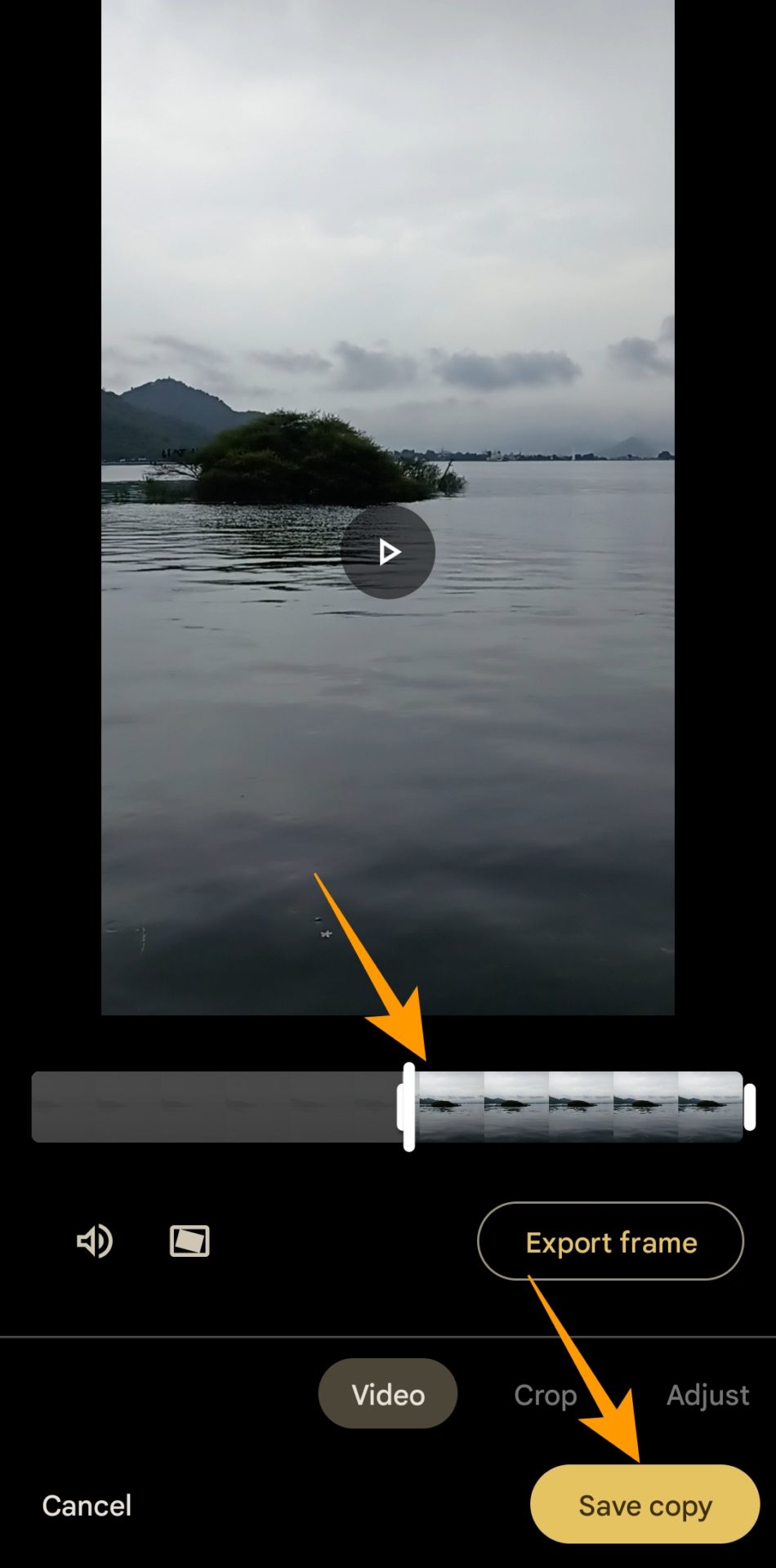 Save second half video in Google Photos