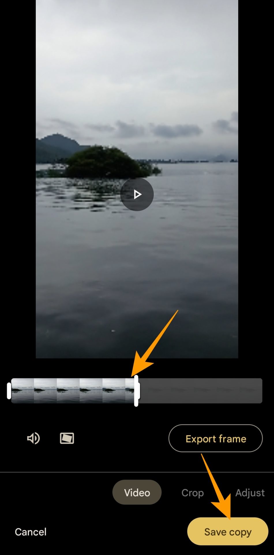 Select video to trim in Google Photos