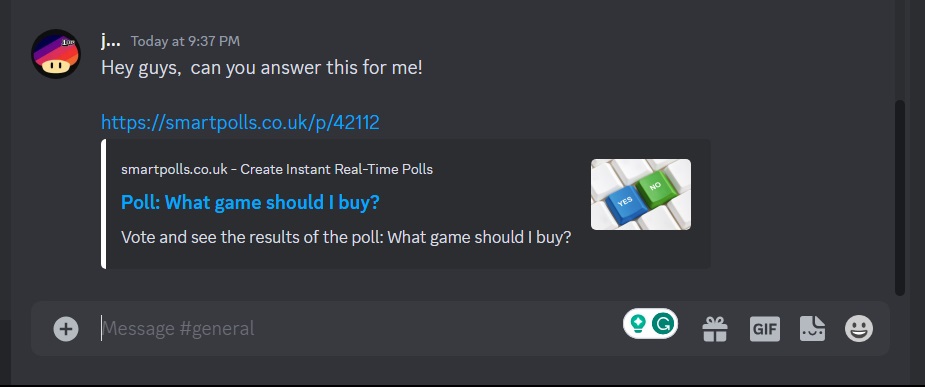 Sharing Link to Poll on Discord