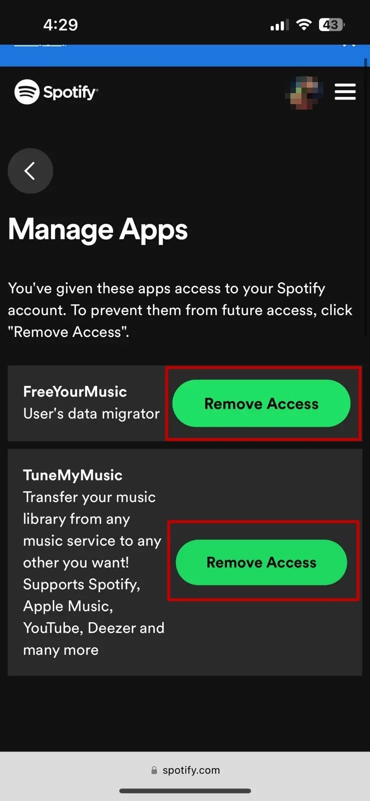 Spotify Manage Apps