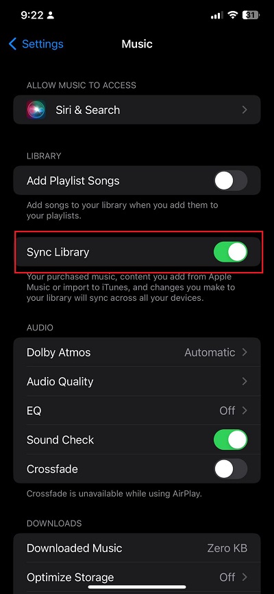 Sync Library Apple Music