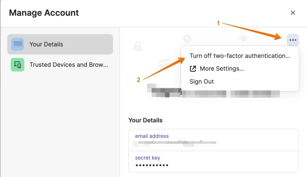 Turn off 2FA in 1Password