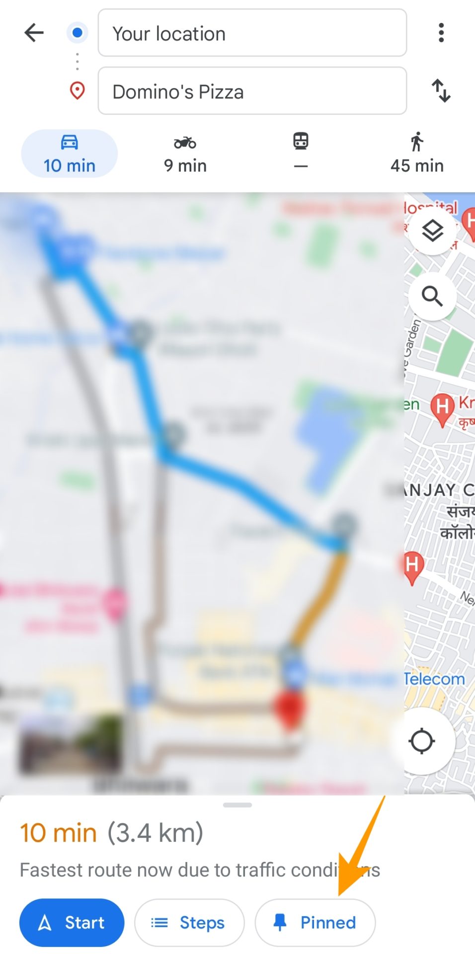 Unpin route option on Google Maps