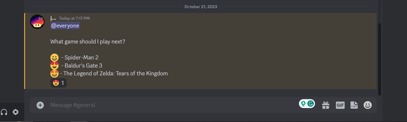 Using emojis for polls on Discord