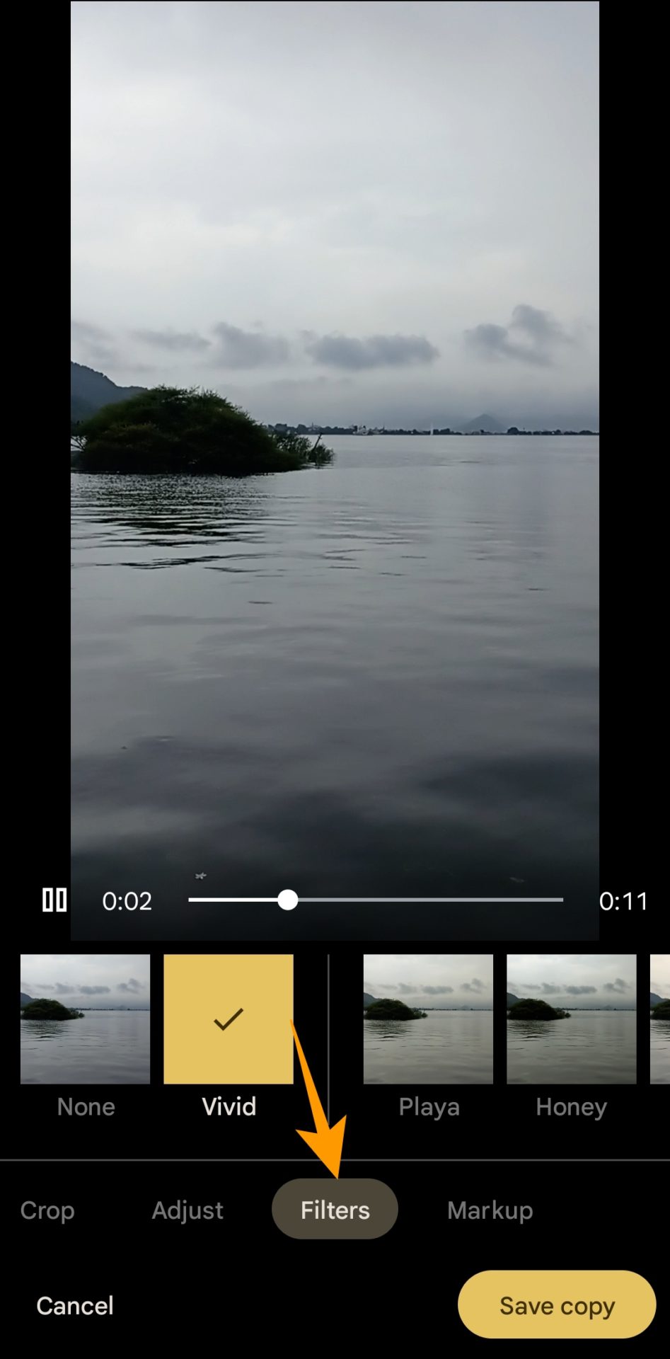 Video filters in Google Photos